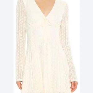 Forever 21 Cream Babydoll Dress with Bishop Sleeves